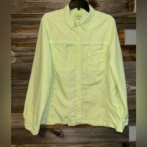Women's L.L. Bean Nylon Blend Fishing Shirt Long Sleeve Pockets Vented XL
